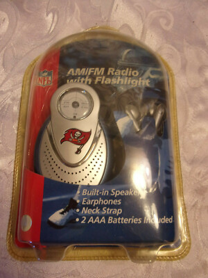 NFL AM/FM Radio w/Flashlight Speakers Earphones Neck Strap
