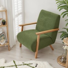 Chenille Stylish Modern Living Room Accent Single Wood Frame Reading Armchair
