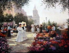 Christa Kieffer Flower Market on the Seine Print 12 x 9