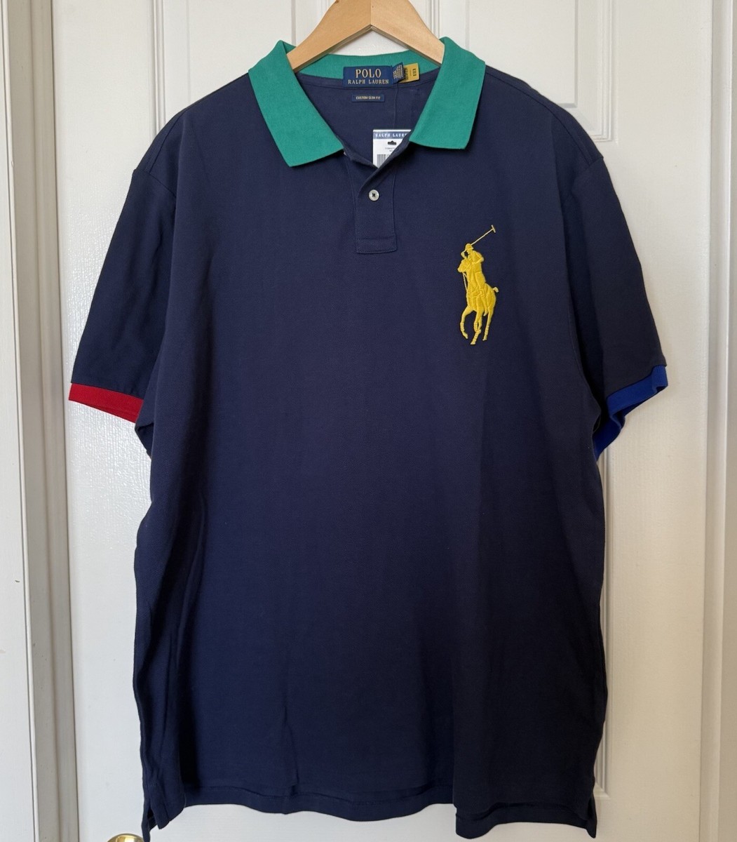Polo by Ralph Lauren ポロラルフローレン XXL Ralph Lauren Men XXL Custom Slim-Fit ShortSleeve Blue Big