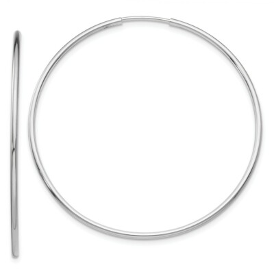 14k 14kt White Gold  Polished Endless Tube Hoop Earrings 44mm X 44mm