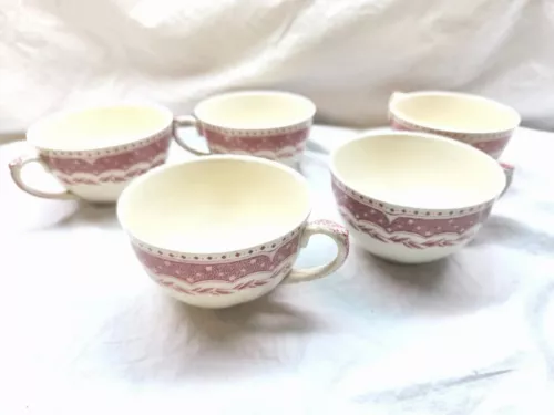Vintage GRINDLEY Coffee Tea Mug Cup  England Porcelain Pink Floral Leaf Lot Of 5