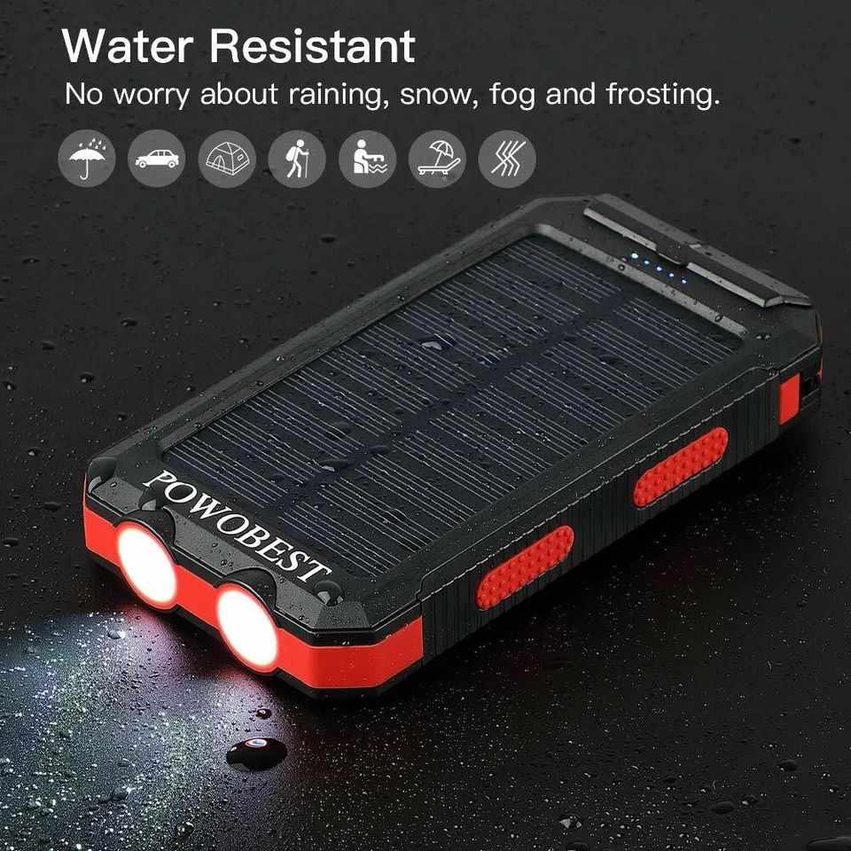 Dual USB Portable Charger Solar Power Bank, Waterproof,Flashlight & Compass - Image 4 of 4
