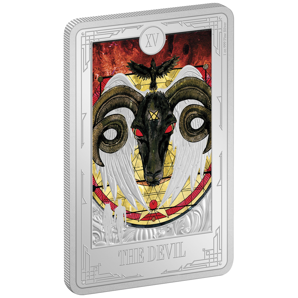 NZ Mint Tarot Cards XV The Devil 1oz Silver Coin 999 Silver IN HAND
