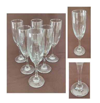 VINTAGE Libbey Champagne Flutes 6 oz. CLEAR 6-Piece Set