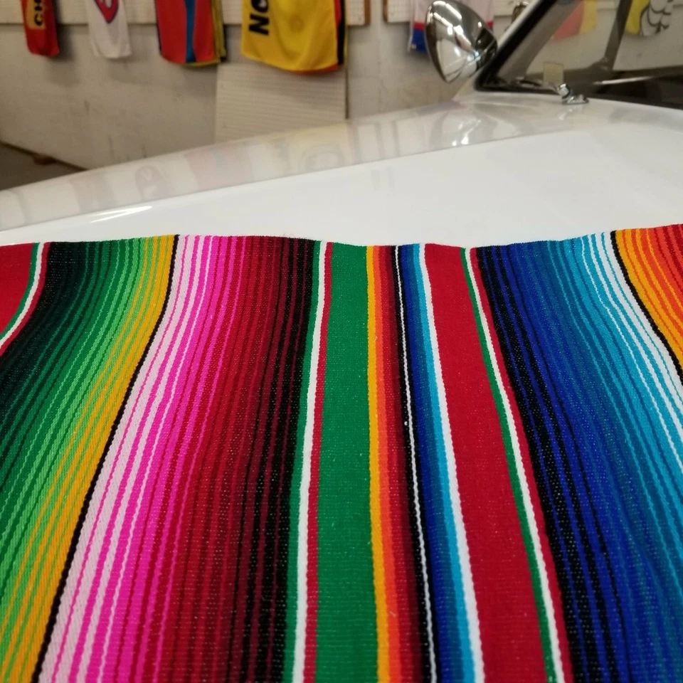 Manta de día de pista mexicana auténtica roja Hot Rod cubierta de asiento interior coche de picnic Foto 2 de 4