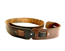 Vintage Black Brown Leather Belt 34 1970s Upcycled. Unbranded Snaps For Buckle