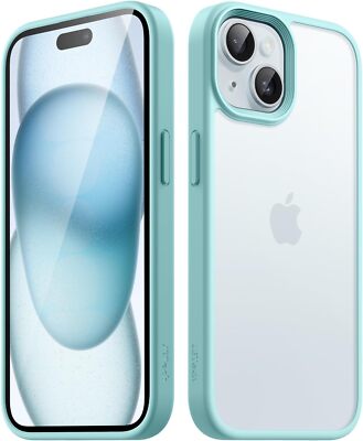 Schutzhülle für iPhone 15 JETech, Matt, Anti-Fingerabdruck, Stoßfest, Schwarz