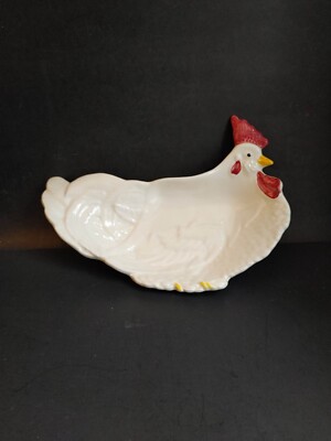 Vintage Ball-Jae Chicken Bowl Dish White California Pottery USA MCM No. 601