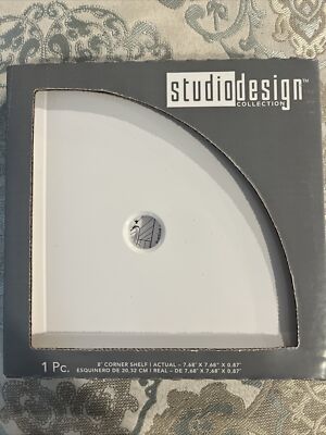 NEW IN BOX STUDIO DESIGN CORNER SHELF 8  BRIGHT WHITE POLISHED