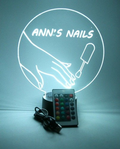 Nail Salon Stylist Beauty Artist Night Light Up Lamp LED Personalized & Remote - Picture 8 of 12