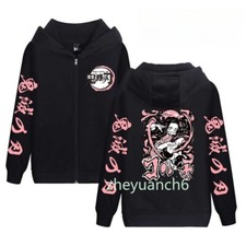 Anime Cosplay Demon Slayer Black Jacket Coat Hoodie Unisex Adults Costume 3D New
