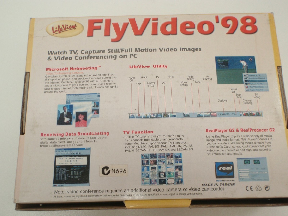 TV RECEIVER PCI CARD TUNER PC Lifeview Flyvideo'98 WATCH RECORD