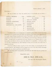 1881 John H. Pray Sons & Co. Boston Carpet & Oil-Cloth Price List Letter
