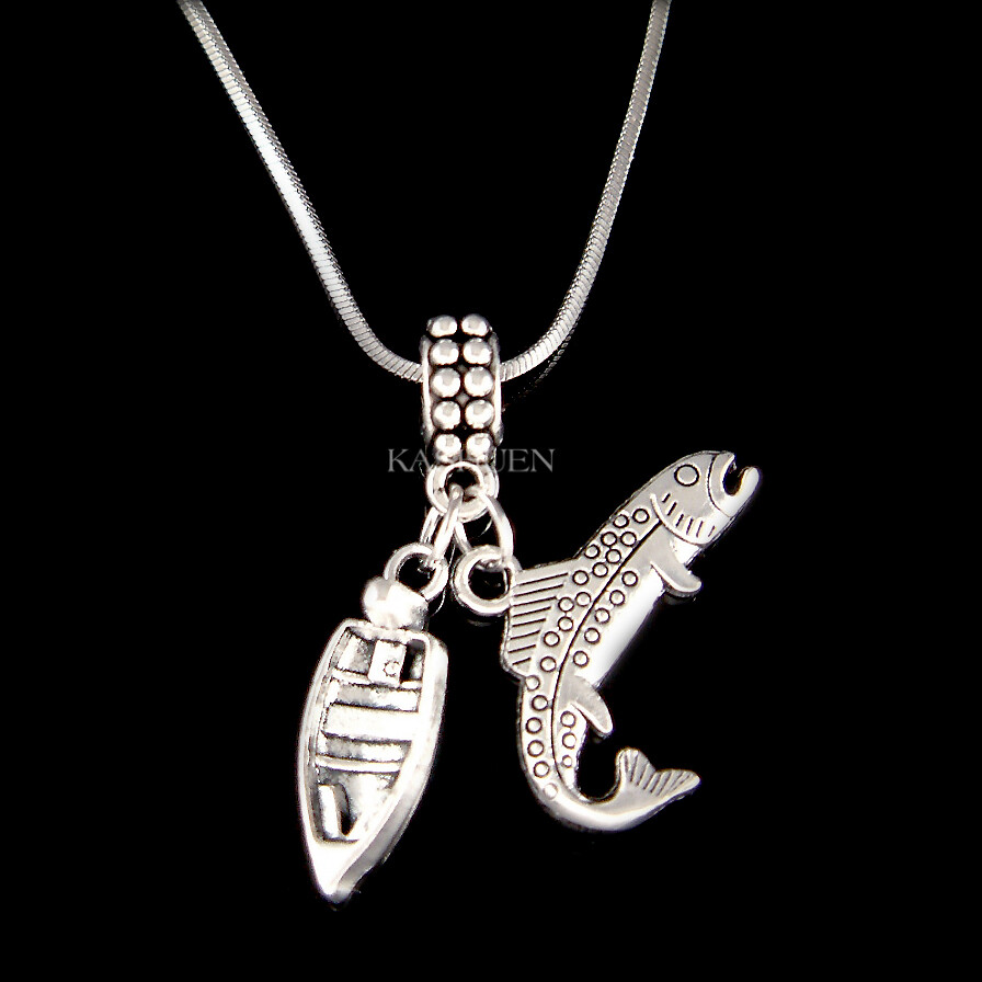 ~Fisherman Happy Retirement Gifts Fishing Necklace Boat Sea Ocean Father  Jewelry