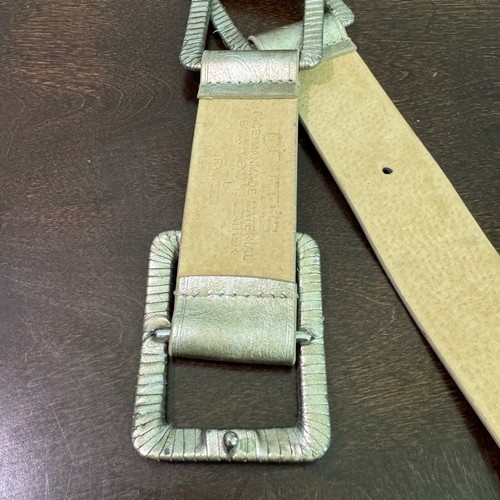 Chico’s Metallic Gold Leder Beige Stretch Rechteck Schnalle Mode Gürtel Größe L - Bild 7 von 11