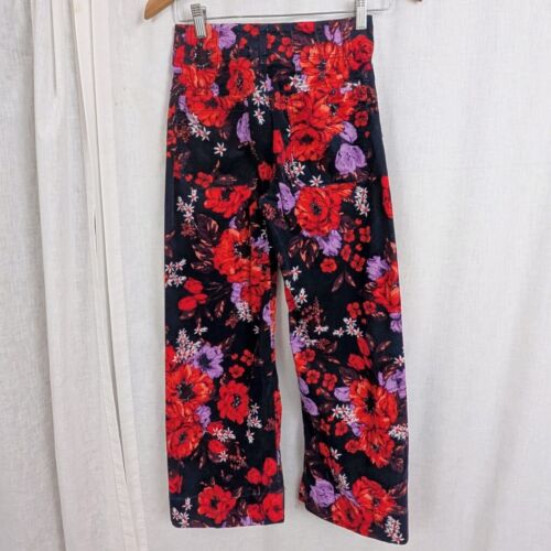 Anthropologie Maeve The Colette Cropped Wide-Leg Floral Velvet Pants 24"