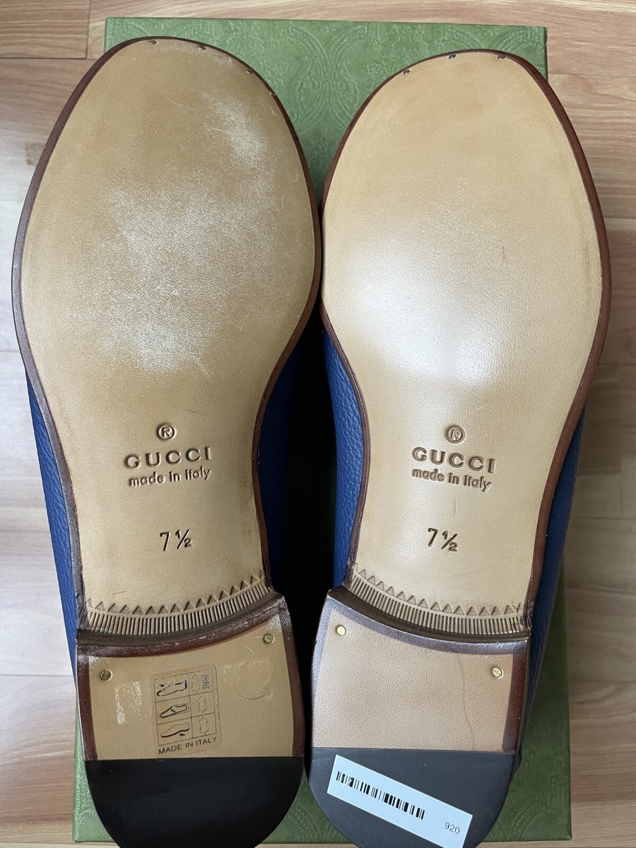 GUCCI Wislet Gold Horsebit Blue Leather Loafers 1953 Sz UK 7.5, US 8 $900 GUCCI Wislet Gold Horsebit Blue Leather Loafers 1953 Sz UK  main image 4