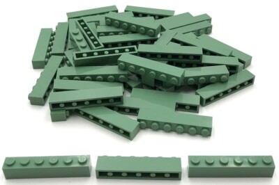Lego 50 New Sand Green Bricks Building Blocks 1 x 6 Stud Pieces