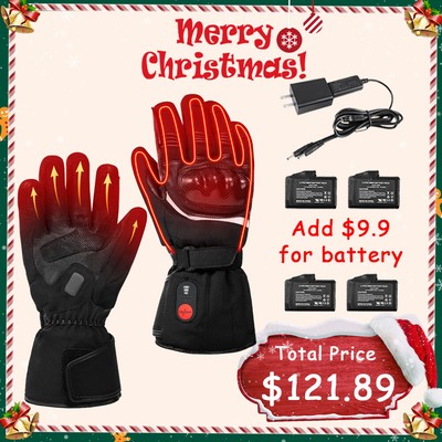 Electric Battery Heated Motorcycle Gloves Motorbike Winter Halloween Hand Warmer