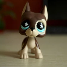 Littlest Pet Shop LPS Figure Star Eyes Deep Brown Great Dane Puggy Dog