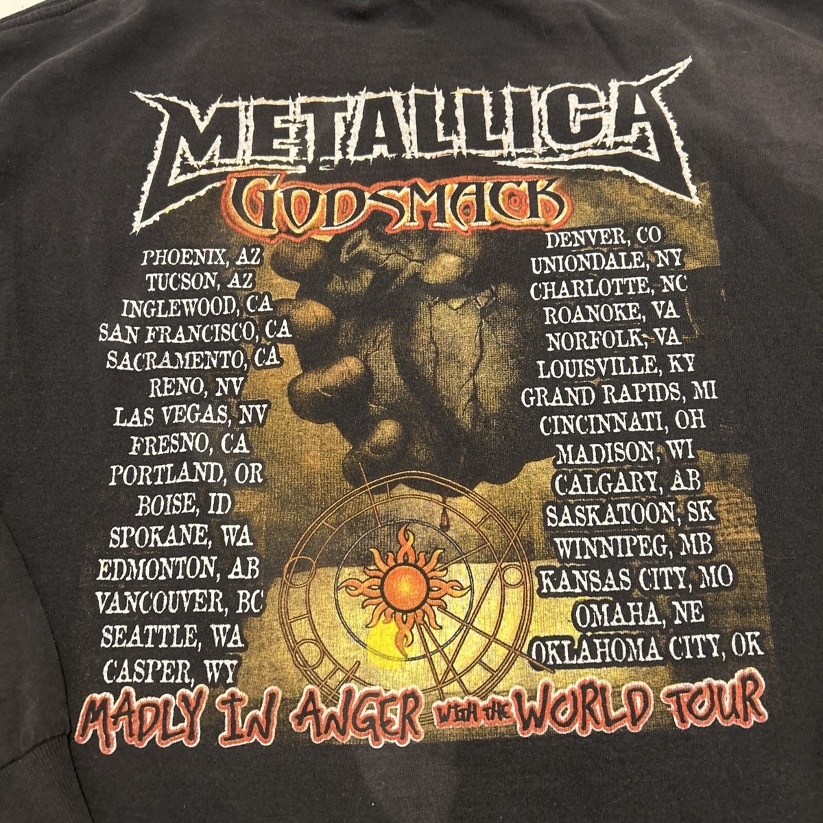 Metallica x Godsmack Madly In Anger With the World Tour T Shirt L
