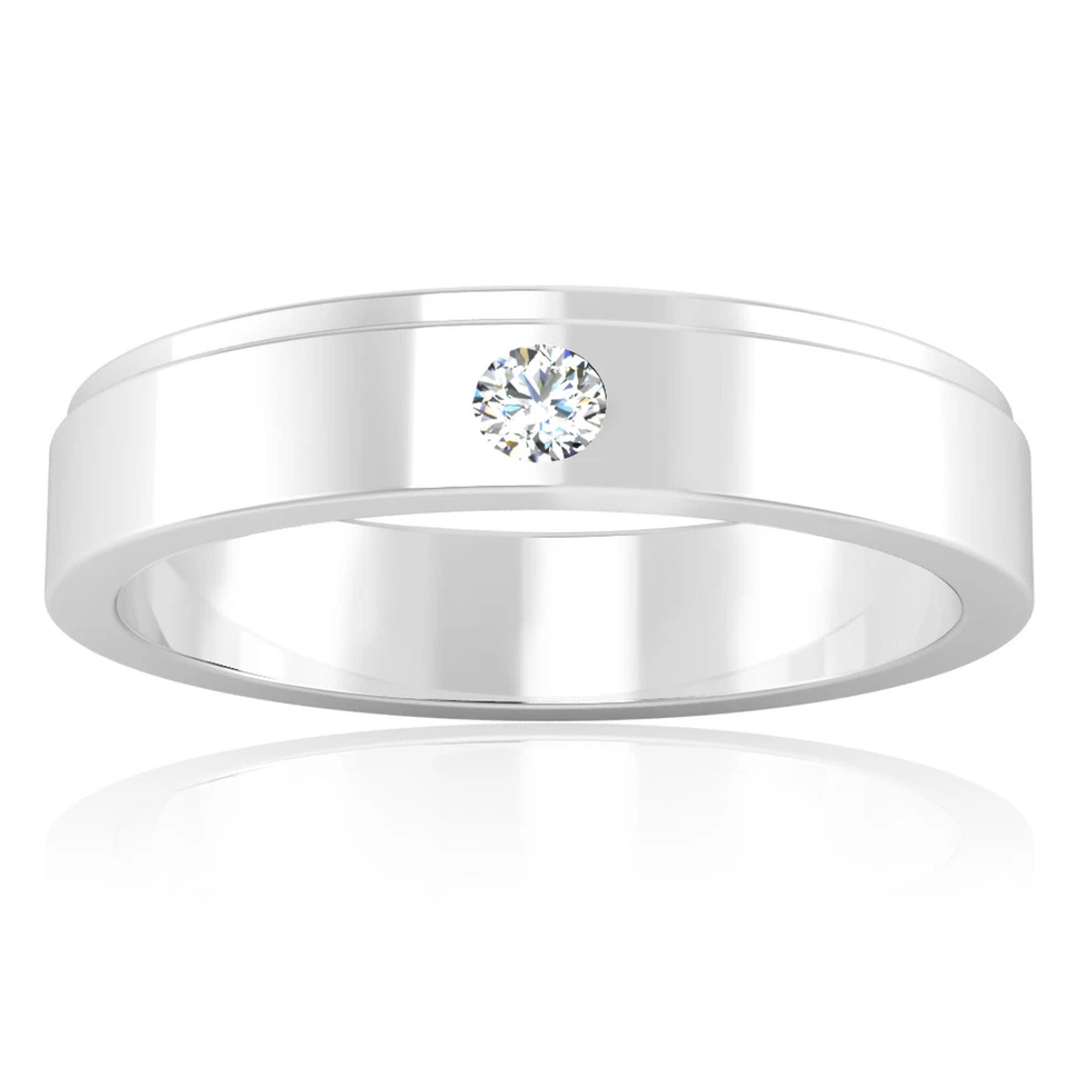 Alianza de boda de diamantes naturales de 0,10 quilates de platino real 950 talla 10 Foto 2 de 4