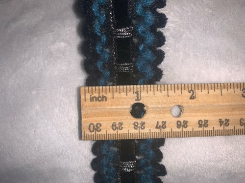 5 yardas Cinta de Terciopelo Turquesa Negro Metálico Plata Turquesa Ajuste de Inserción 1,5" de Ancho - Imagen 2 de 2