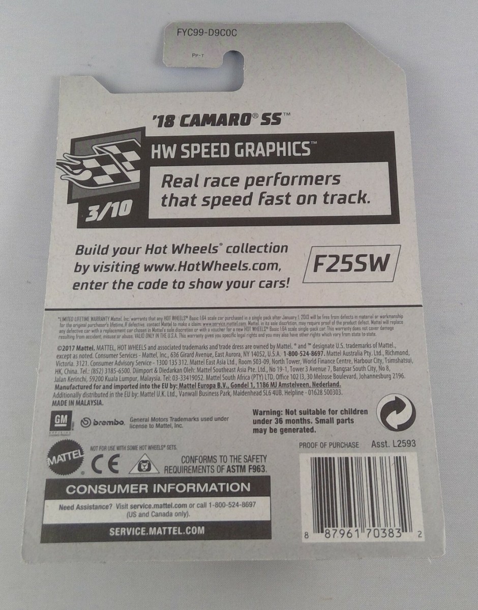 Mattel Hot Wheels HW Speed Graphics '18 Camaro SS Brembo 3/10 26