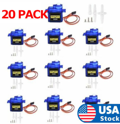 20 x SG90 9G Micro Servo Motor For RC Robot Helicopter Airplane Car Boat PR USA