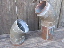 2 Copper Pipe 3" w/Brass Fittings Patina Verdigris Plant Holder Vase Garden Art