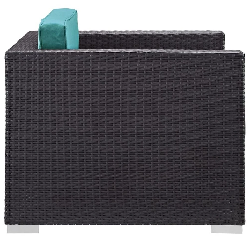 Modway Convene Juego Seccional Patio Aluminio Ratán 5 Piezas en Espresso/Turquesa Foto 3 de 4