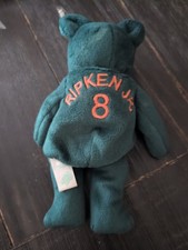 Salvino's Bamm Beano's Cal Ripken 8 Dark Green Beanie Plush Toy Bear