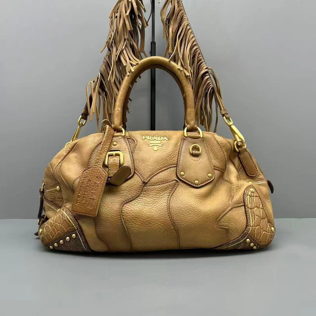 PRADA Leather Exterior Fringe Bags & Handbags for Women for sale