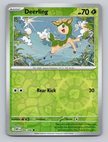 Deerling 006/086 Common White Flare Pokemon Reverse Holo Near Mint