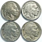 Lot of 4 Buffalo Nickels 5c Coins: 1927, 1928x2, 1929 Circulated But Nice