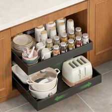 2-Pack-Expandable-Pull-Out-Cabinet-Organizers, No Drill Slide Out Drawers  A...
