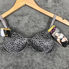 NWT Maidenform 09729 Size 32A Custom Lift Demi Push-Up UW Bra Gray Animal Print