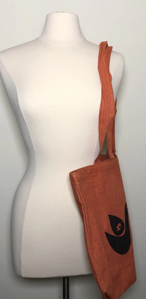 Bolso de Mano de Yute Natural Reutilizable Llevar Todo Naranja Pájaro Boho Hippie Festival Foto 4 de 4