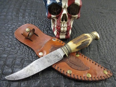 VINTAGE B. Svoboda Solingen Cutlery  Solingen Germany Stag Hunter With Sheath