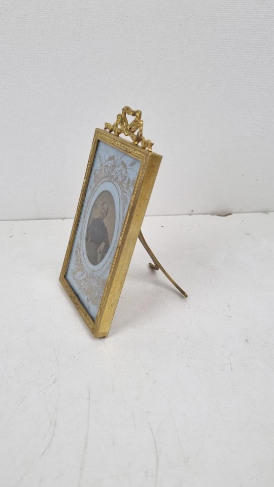 Cadre, bronze, laiton, doré, Portrait, Photo, Napoléon III, Ancien.  - Photo 2/4