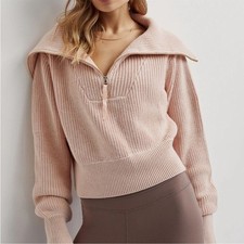 Varley Mentone Half Zip Knit Pullover Sweater Pink Putty Size Small