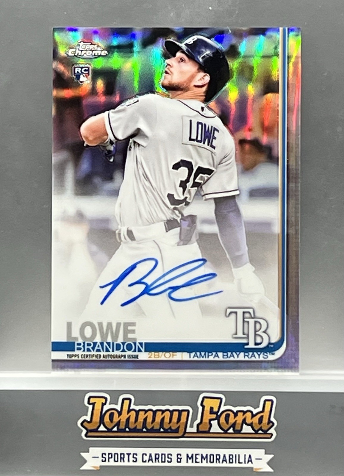Brandon Lowe 2019 Topps Chrome Rookie Refractor Auto #227/499 Rays #RA-BL