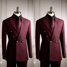 Burgundy Men's Suit for Prom Wedding Formal 2Pcs Custom Color Prom Jacket Pants