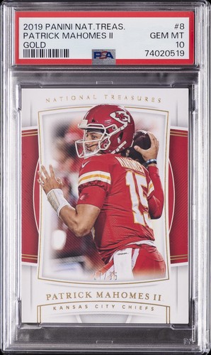 2019 NATIONAL TREASURES GOLD #8 PATRICK MAHOMES II 17/35 PSA 10