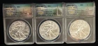 Lot of 3 ANACS MS70 2017 US American Silver Eagle One Dollar Silver Coin S$1 PWS
