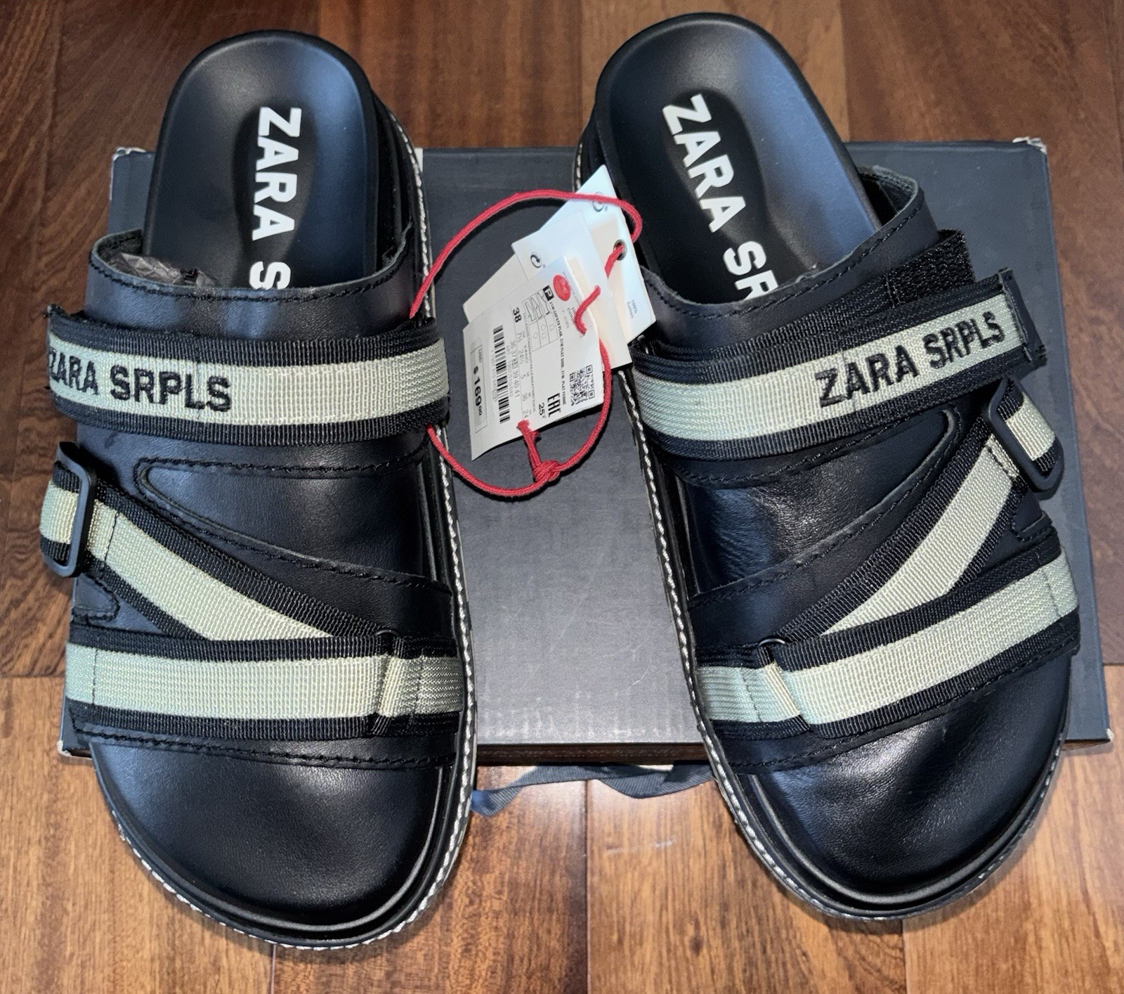 ZARA SRPLS WOMEN LEATHER MULE CLOGS BLACK LEATHER SZ 8 NEW image 7
