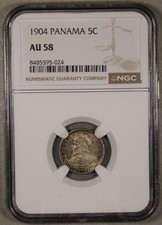 1904 Panama Silver 5 Centesimos NGC AU58