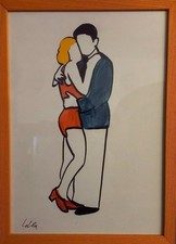 MARCO LODOLA TECNICA MISTA SU TELA 35x50 DEL 2008 CON DOPPIA AUTENTICA E CORNICE