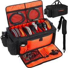 Large DJ Bag Built-in Sturdy Support Board, DJ cable bag with 9 Detachable Di...